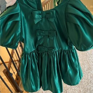 Janie and Jack Green Satin Dress